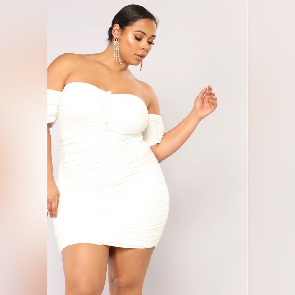 Ruched off the shoulder dress